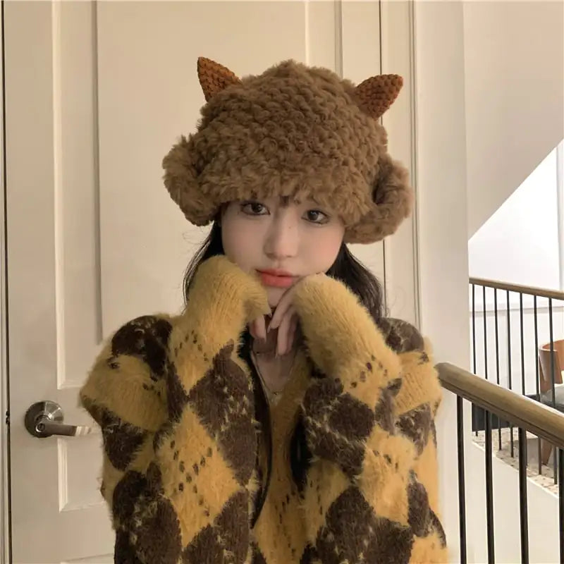 3D Cat Ears Warm Plush Cold Proof Hat