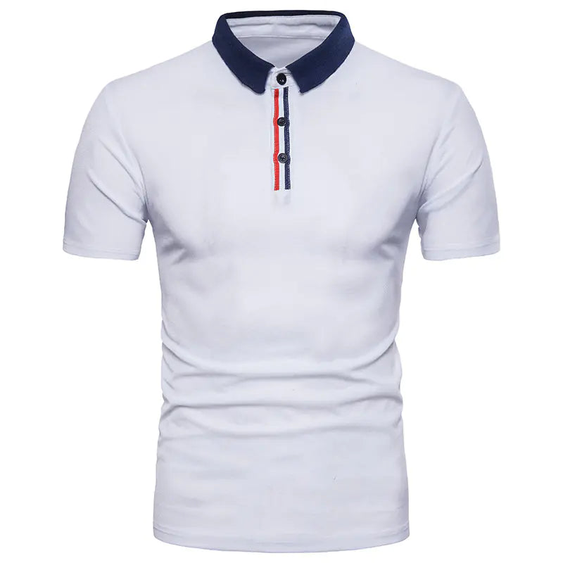 Men's Short Sleeve Polo Shirt with Zipper Lapel