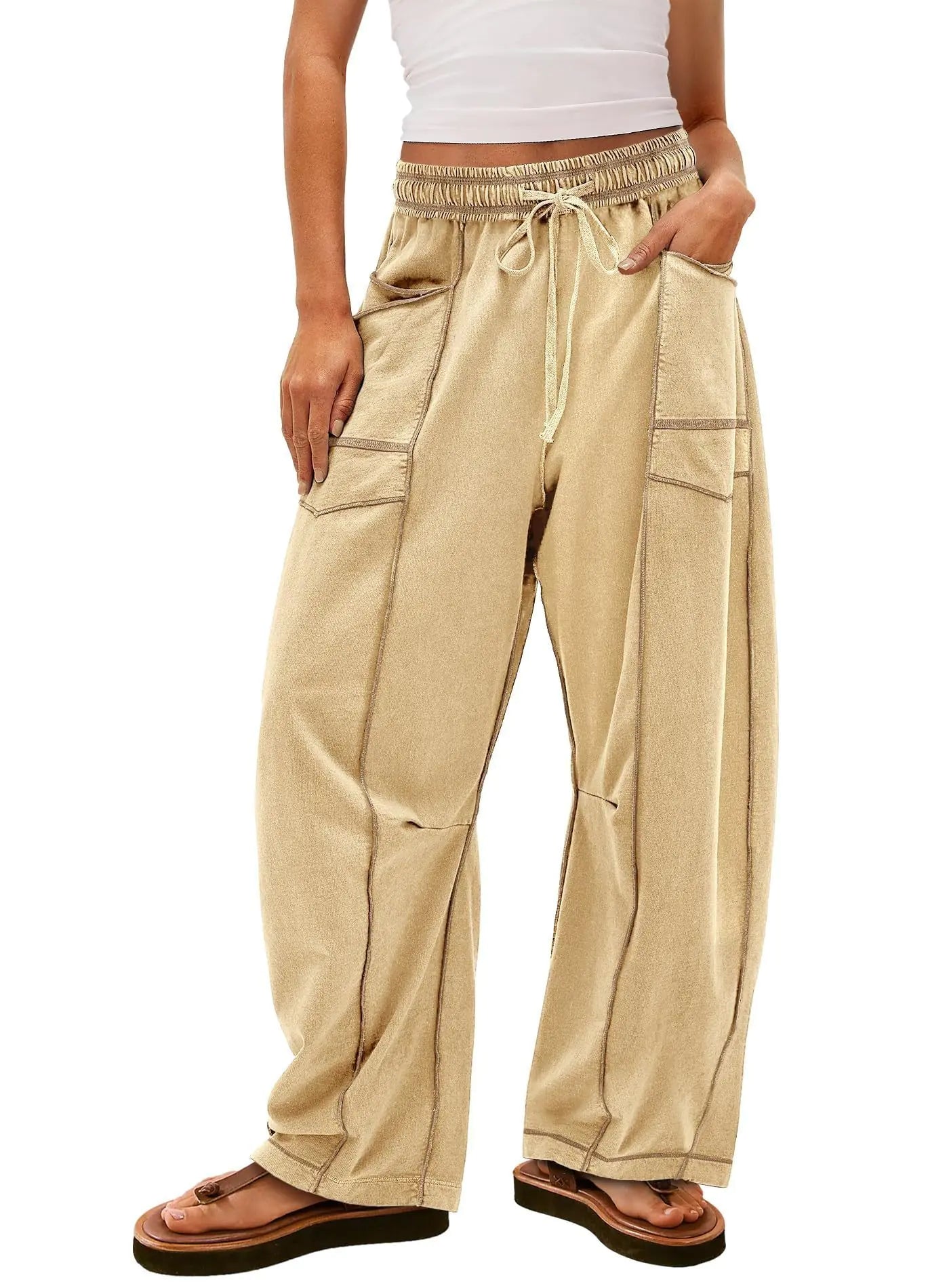 Summer Wide Leg Drawstring Casual Pants