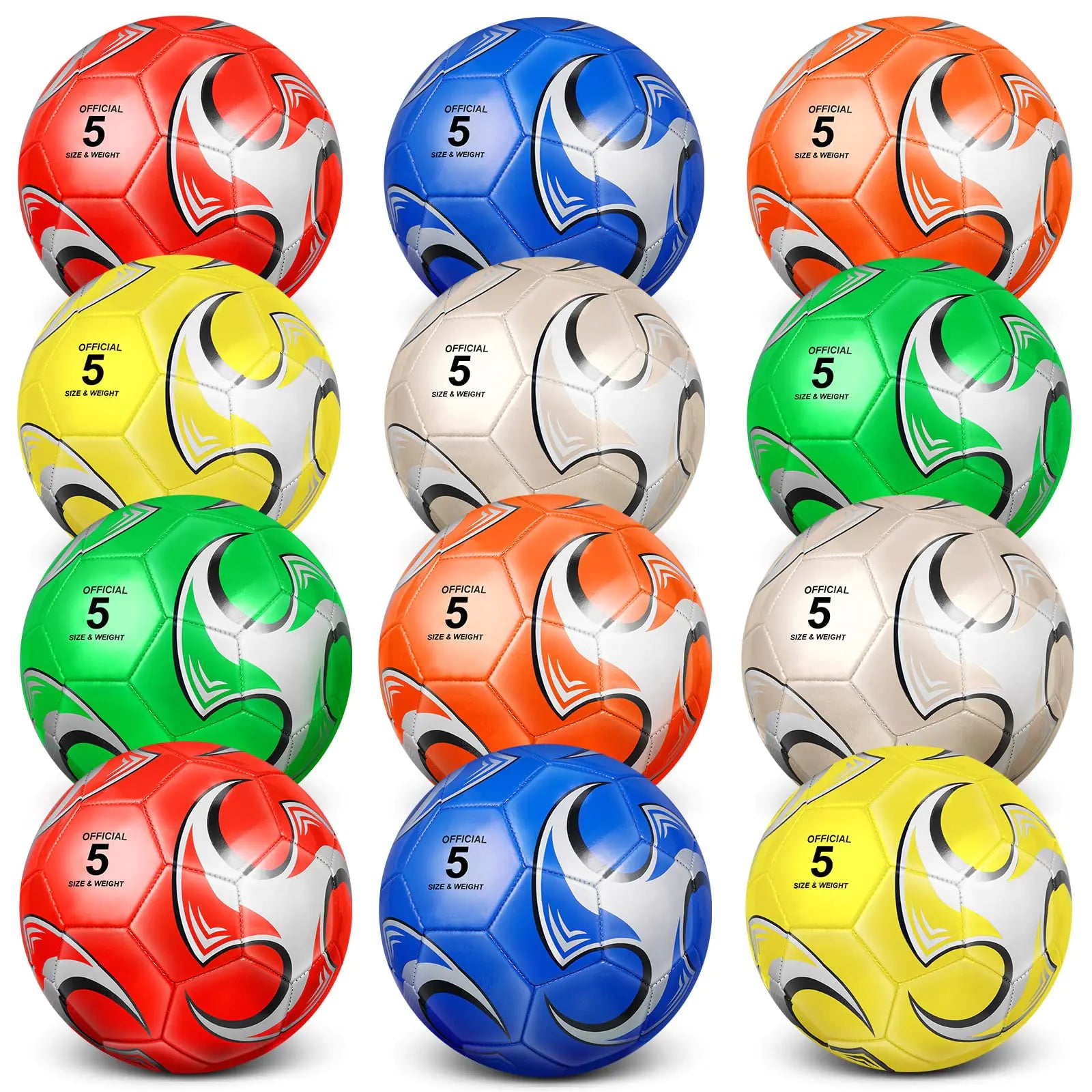 Supervitae 12 Pack Soccer Balls for Teen Adult Bulk Deflated Soccer Balls with Pump Outdoor and Indoor Training Practice Soccer Ball for School Sports Game Birthday Gift Party(Size 5)