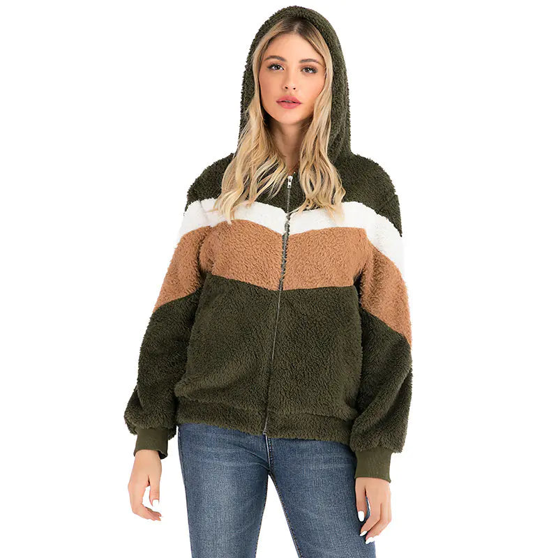 Autumn Winter Oversized Hooded Fleece Jacket