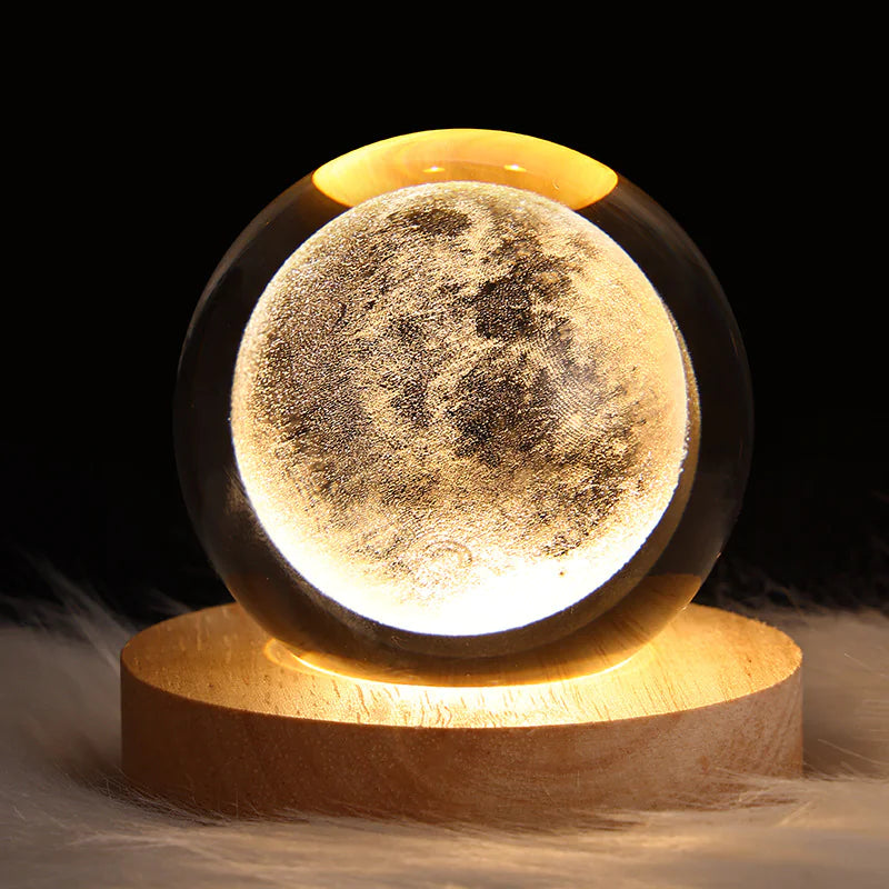 LED Galaxy Crystal Ball Night Light – 3D Planet & Moon Table Lamp for Bedroom, Kids, and Gifts
