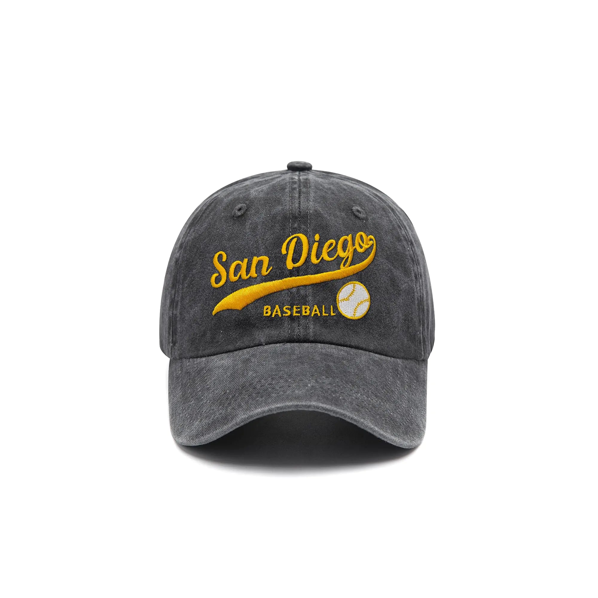 Embroidered Hat for Baseball Fans City Washed Denim Baseball Cap Vintage Cotton Trucker Hats for Men Women Youth