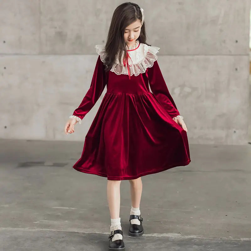 Girls Velvet Princess Dress
