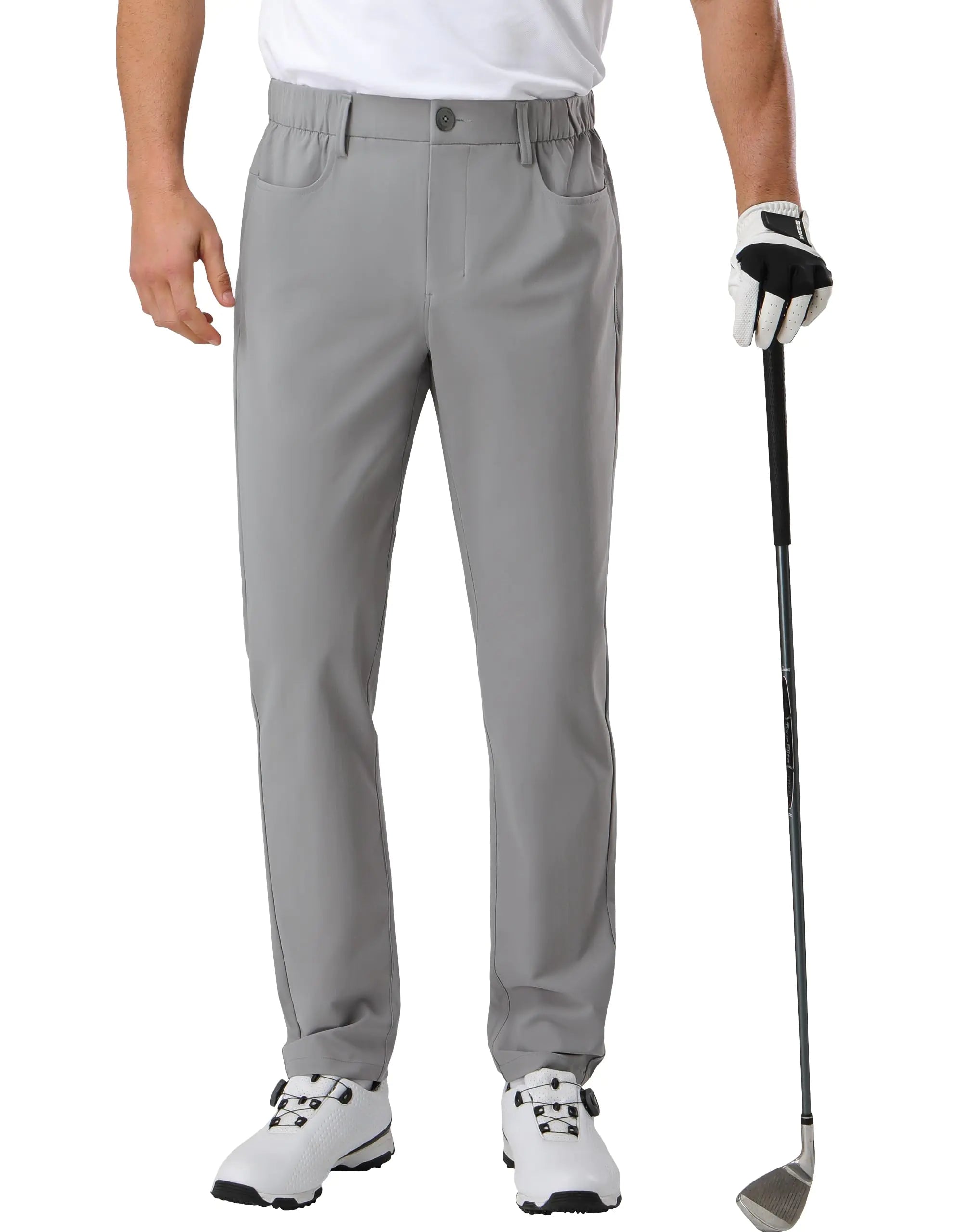 Pioneer Camp Mens Golf Pants Stretch Classic Fit Wrinkle Free Work Dress Slacks Quick Dry Casual Travel Trousers with Pockets Light Grey