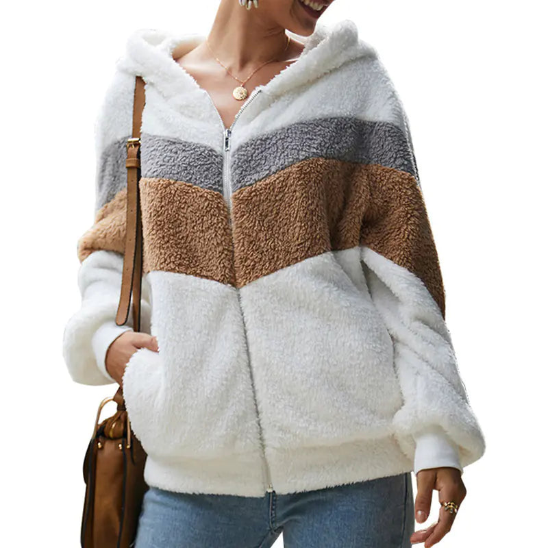 Autumn Winter Oversized Hooded Fleece Jacket