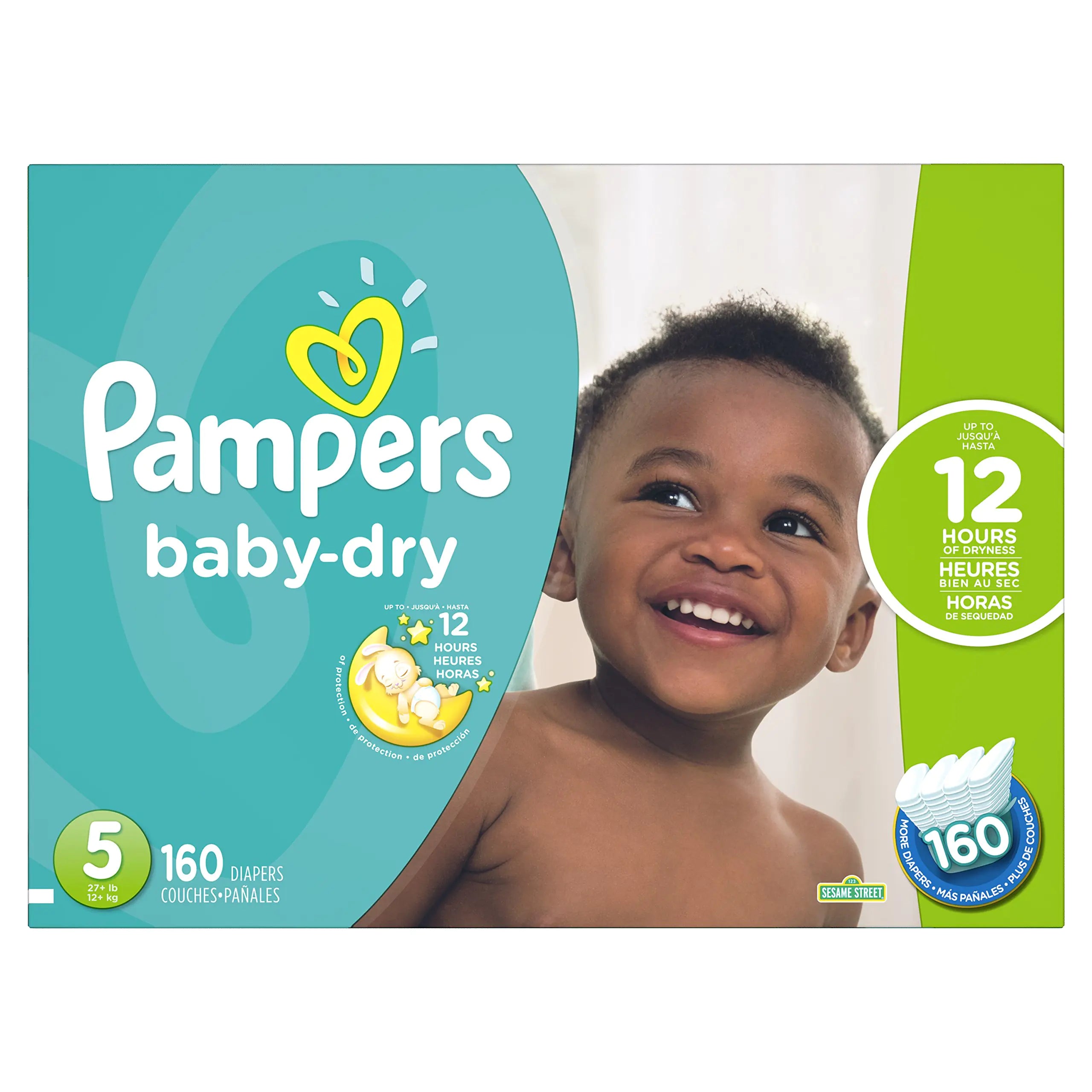 Pampers Baby-Dry Disposable Diapers Size 5 160 Count ECONOMY PACK PLUS