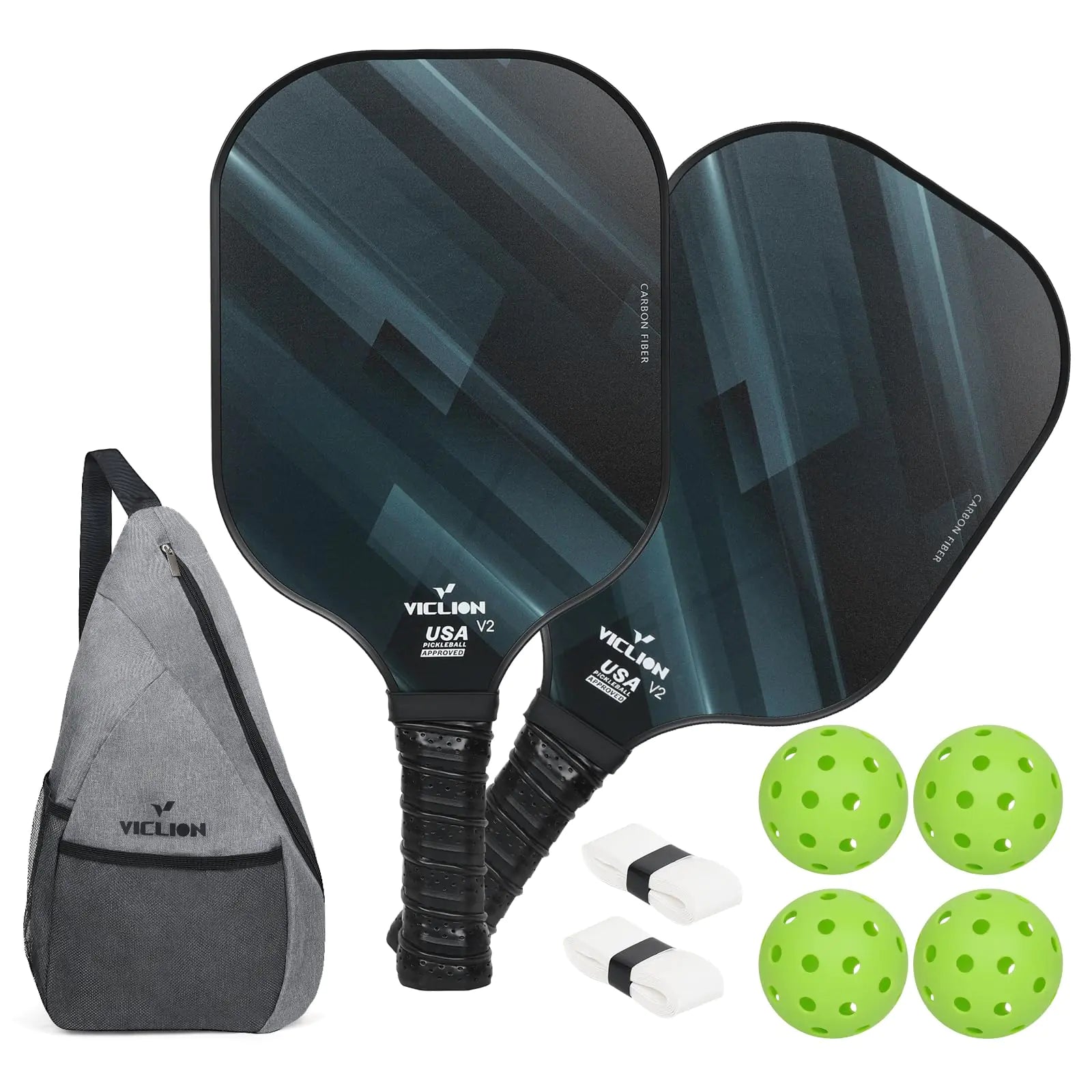 Pickleball Paddles USAPA Approved Carbon Fiber Pickleball Paddles Set of 2 PP Honeycomb Core - Lightweight Pickleball Rackets Best Pickleball Set for Beginners