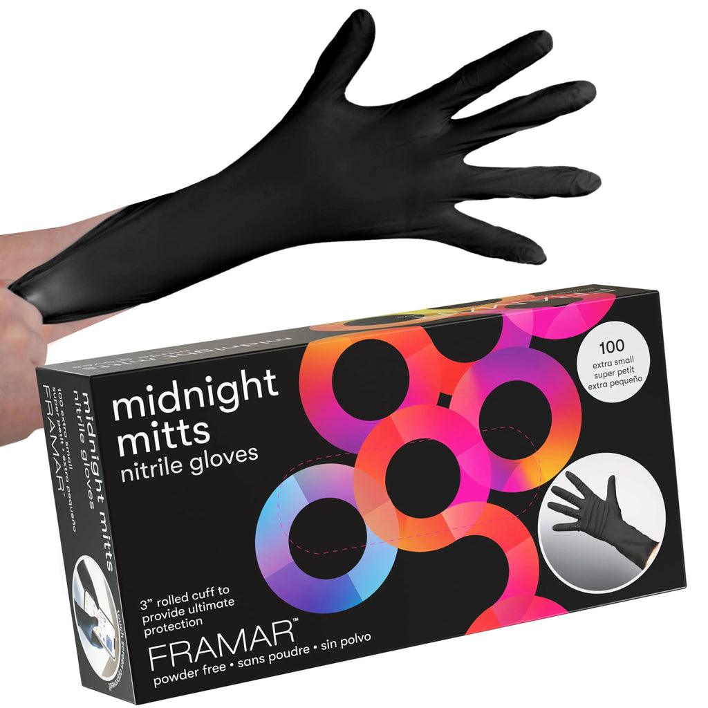 FRAMAR Black Nitrile Gloves xs – Non Latex Gloves xs Nitrile Gloves Black Gloves Disposable Rubber Gloves Disposable Tattoo Supplies Mechanic Gloves Disposable Black Latex Gloves Disposable – 100