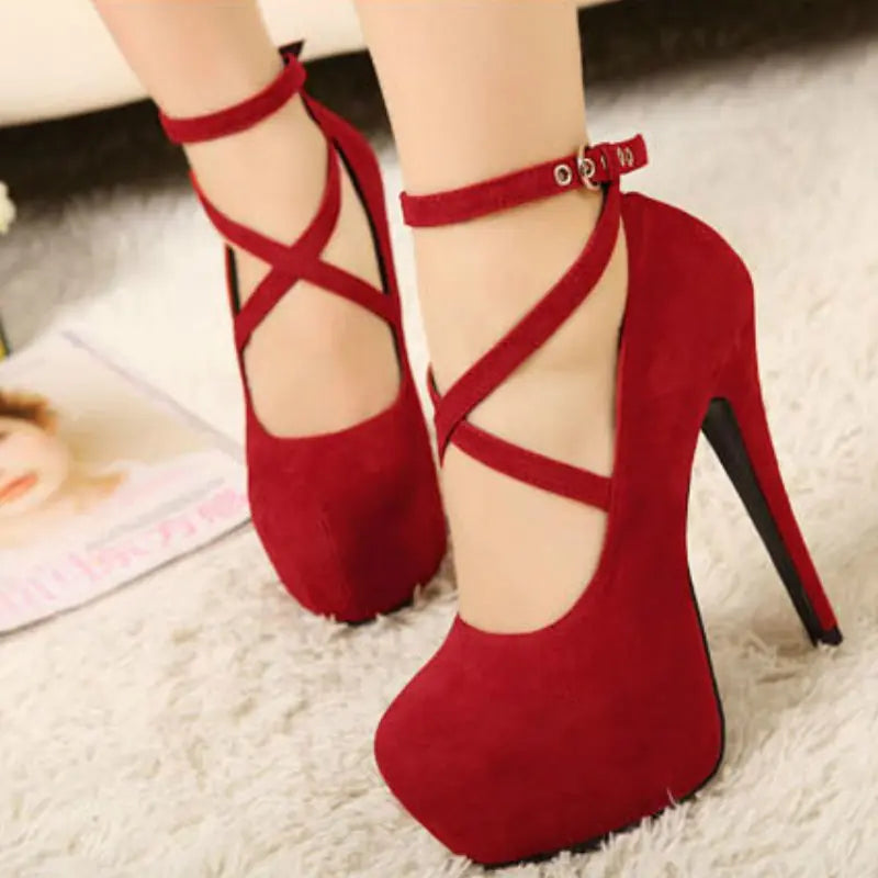 Women's High Heel Cross-Strap Waterproof Sandals