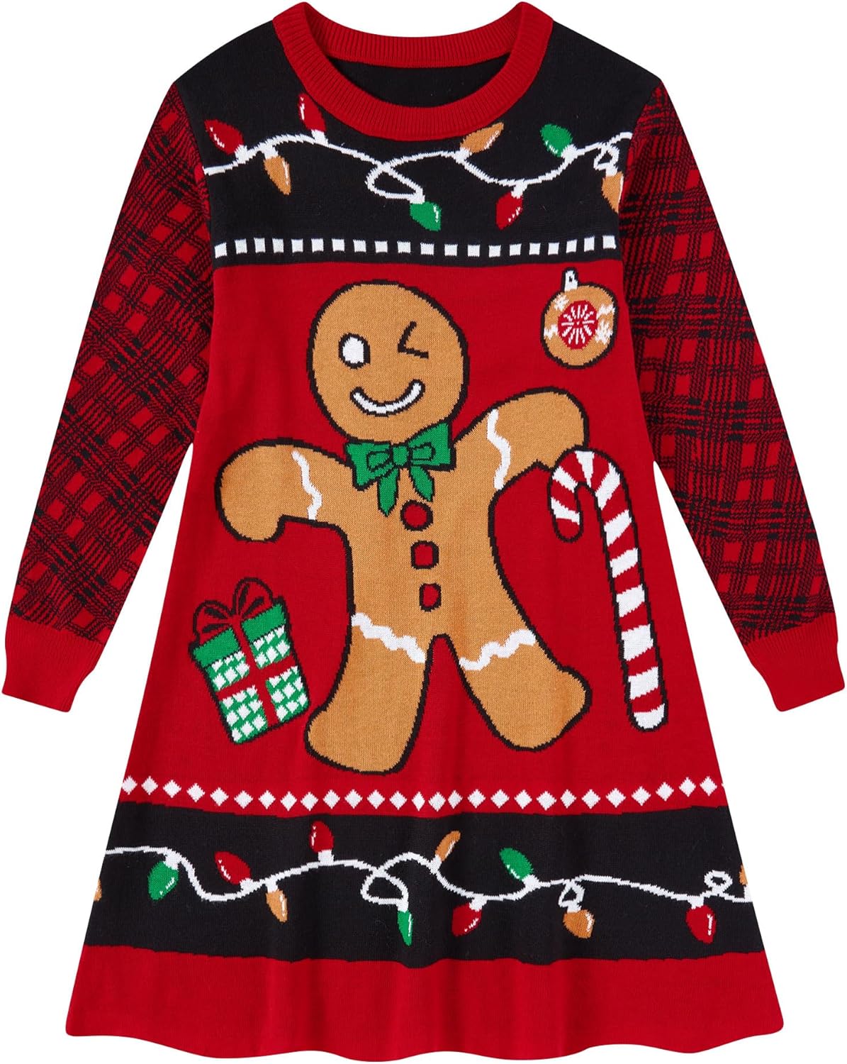 Little Girls Christmas Dress Xmas Knitted Sweater Dress Long Sleeve 2-11Y