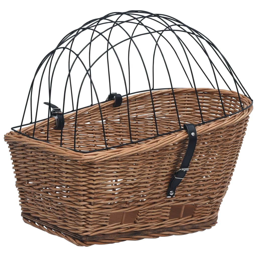 vidaXL Bike Rear Basket with Cover 21.7"x12.2"x14.2" Natural Willow