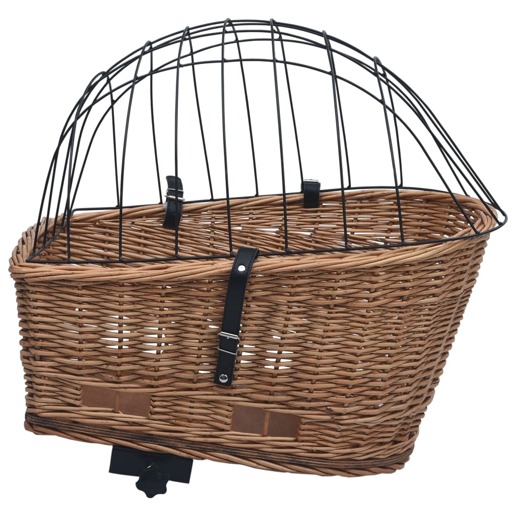 vidaXL Bike Rear Basket with Cover 21.7"x12.2"x14.2" Natural Willow