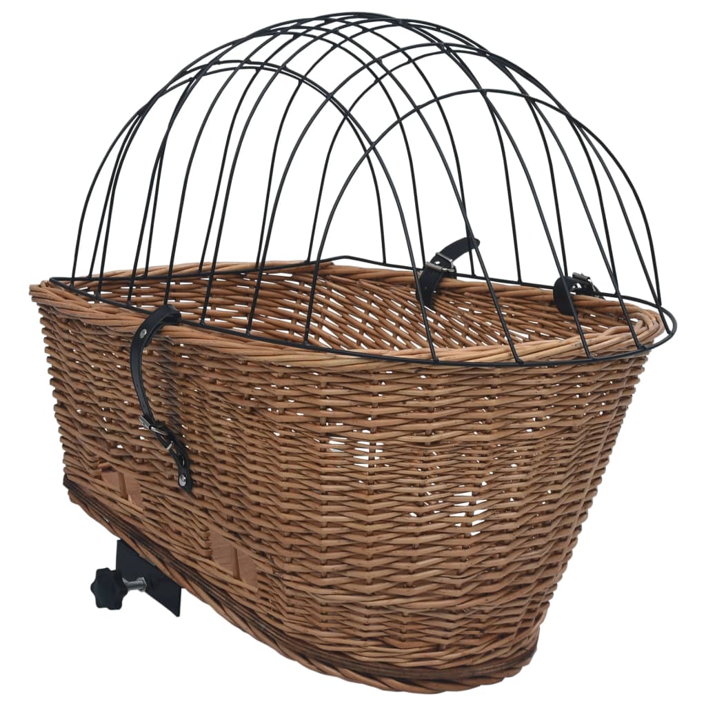 vidaXL Bike Rear Basket with Cover 21.7"x12.2"x14.2" Natural Willow