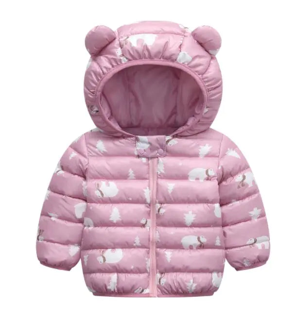 Children's Cute Down Cotton Jacket with Hood