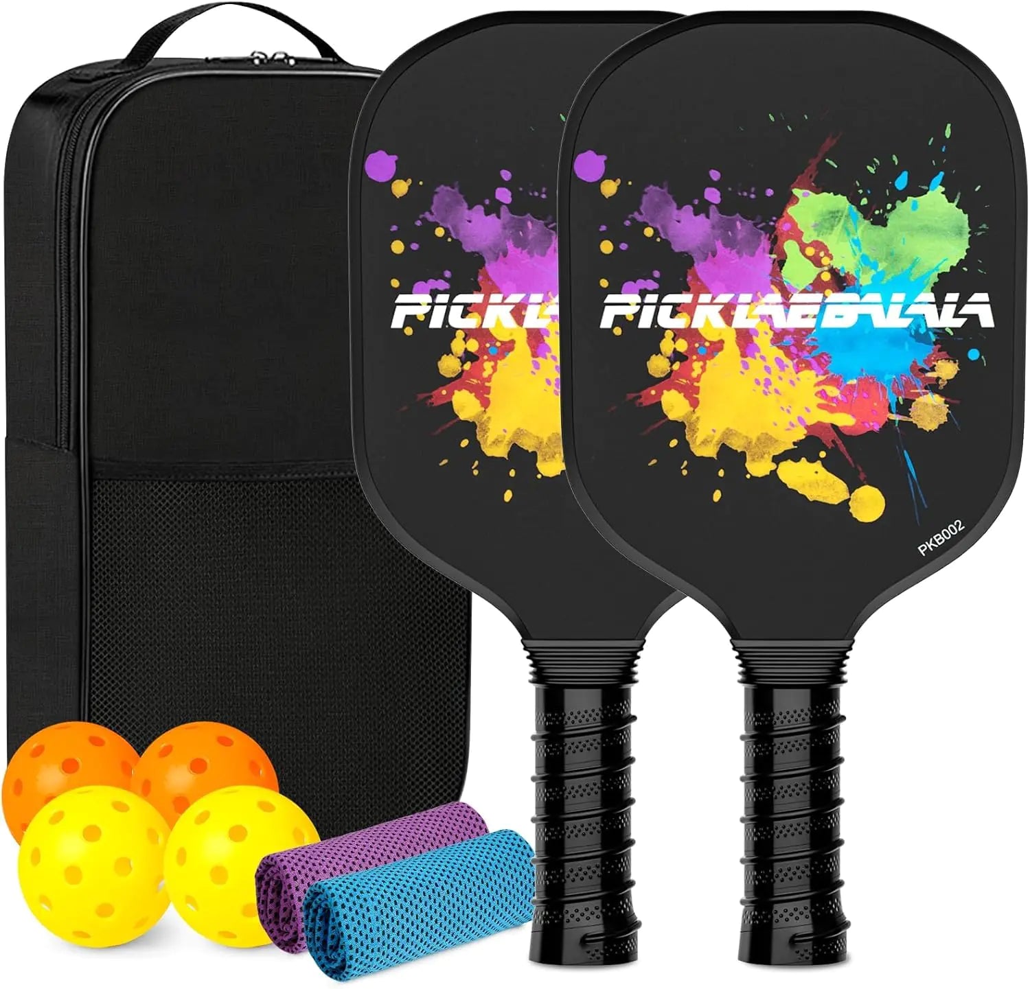 Pickleball Paddles Pickleball Set with 4 Premium Wood Pickleball Paddles 4 Pickleball Balls 4 Cooling Towels & Carry Bag Pickleball Rackets with Ergonomic Cushion Grip