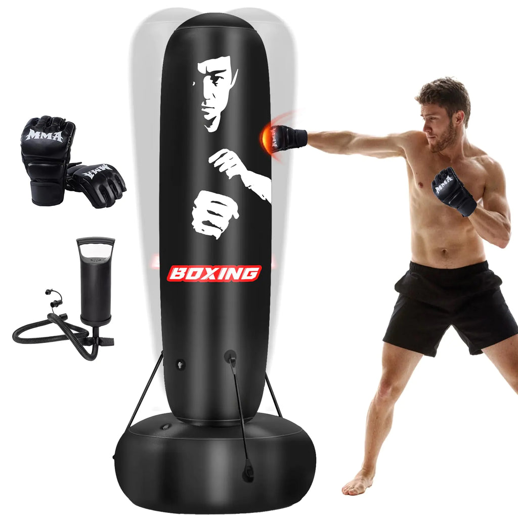 digi Boxsack Stehend Erwachsene 180cm Freistehender Boxsack für Erwachsene mit Handschuhen aufblasbarer Pumpe Aufblasbare Boxsack Stehend für Fitness MMA Muay Thai