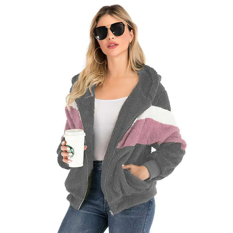 Autumn Winter Oversized Hooded Fleece Jacket