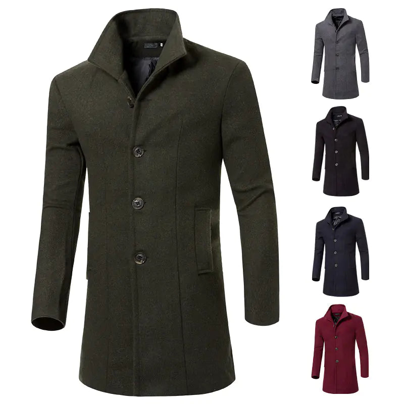 Men's Wool Blend Long Overcoat and Trench Coat