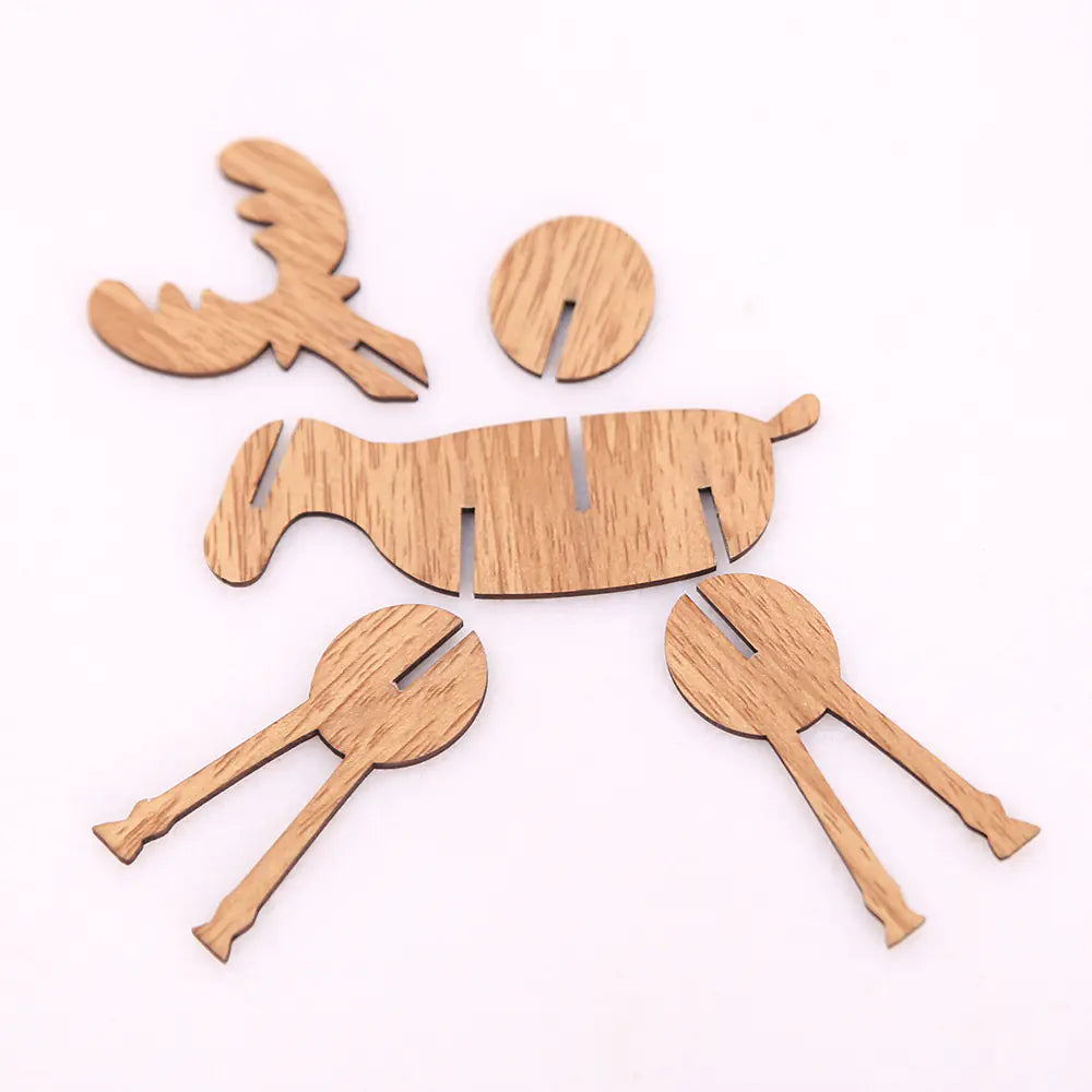 Wooden Christmas Reindeer Decor and Tree Ornament