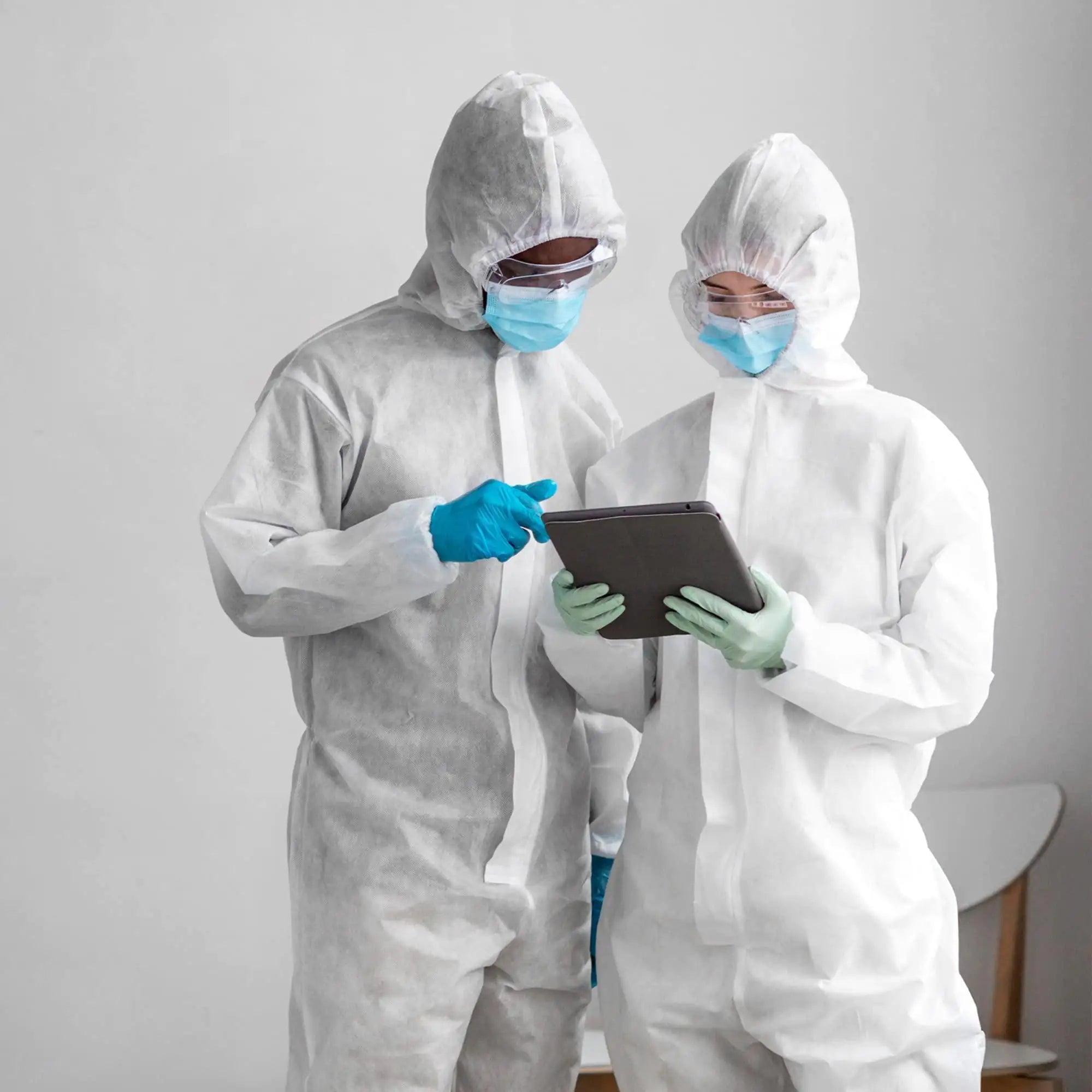 Medical Disposable Coveralls for Men Women Large Size Pack of 5 White Suit