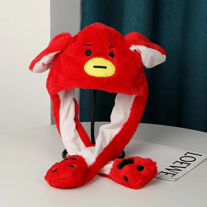 Warm Plush Hat with Moving Ears
