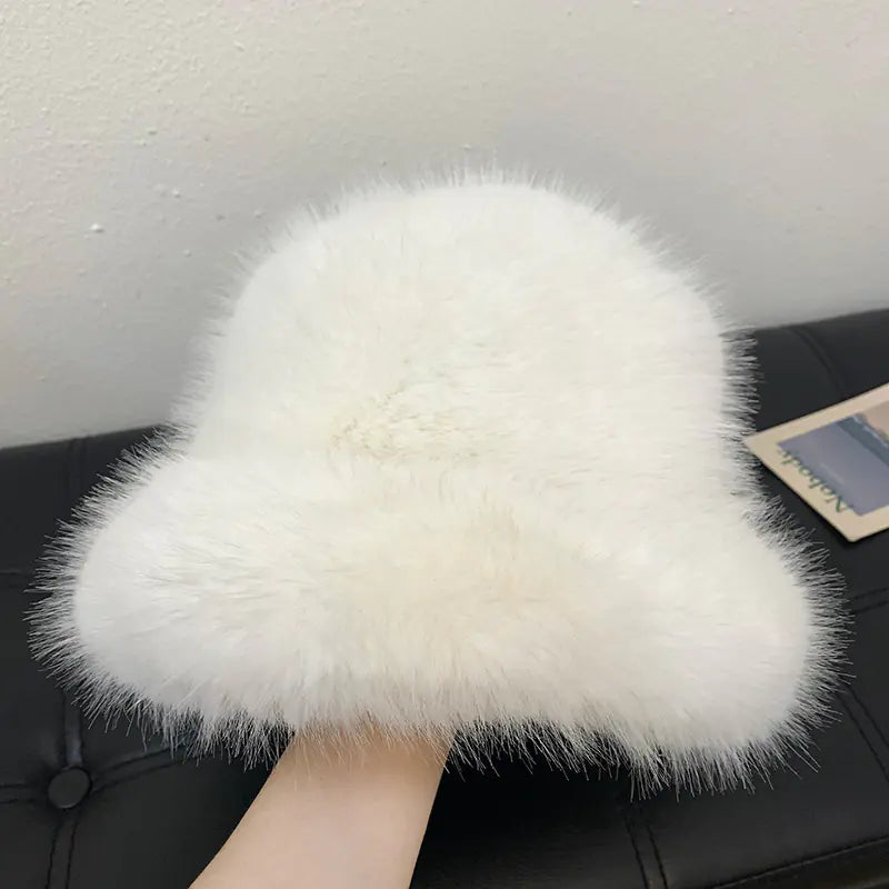 Warm Plush Cold-Proof Mink Fur Bucket Hat