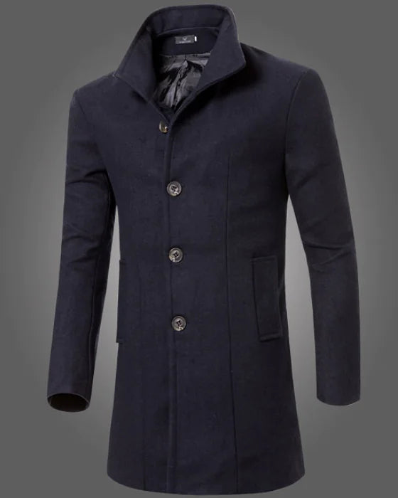Men's Wool Blend Long Overcoat and Trench Coat