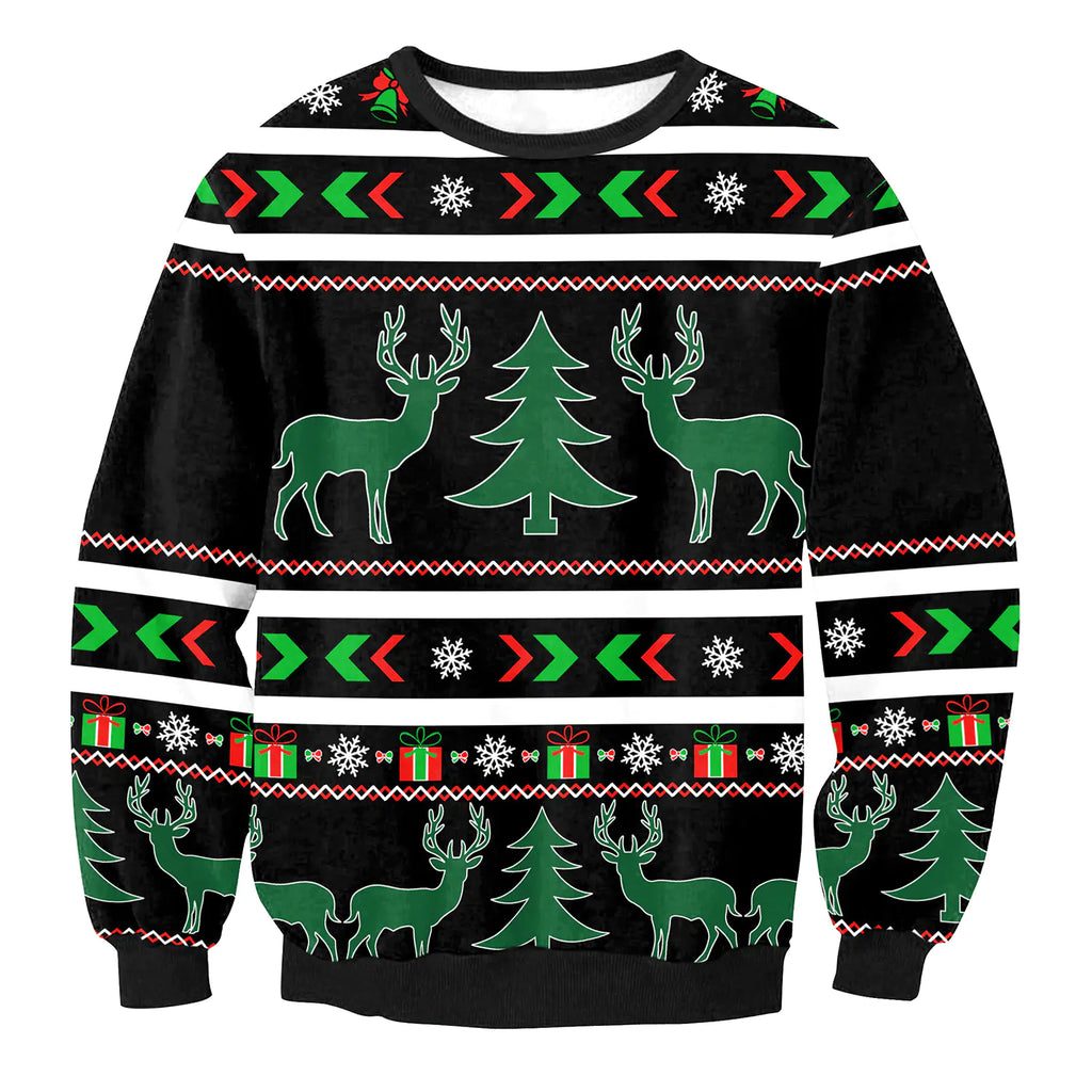 Women's Santa Elk Long Sleeve Loose Sweatshirt