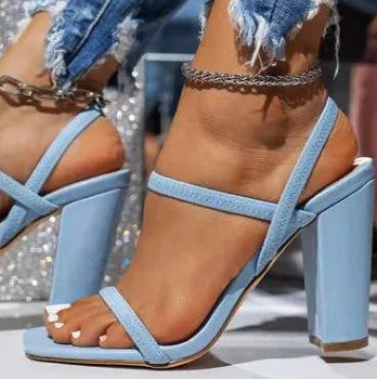 Women's Open-Toe High-Heel Sandals with Chain Detail