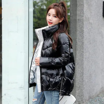 Women's Short Down Cotton Jacket - Trendy Winter Coat