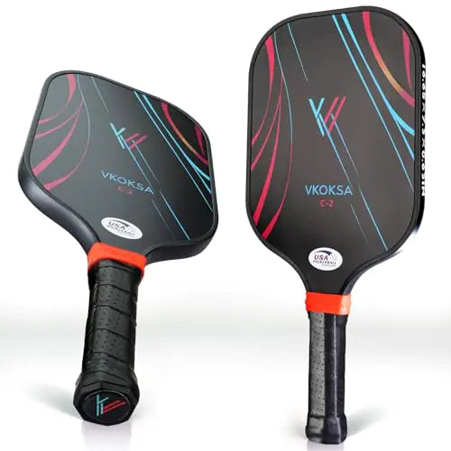 Vkoksa Pickleball Paddles Set of 2 for Intermediate USAPA Approved 7.6oz Lightweight Carbon Fiber Pickleball Equipment 5.5IN Handle&16mm Honeycomb Core Outdoor Sports Pickleball Rackets Gift