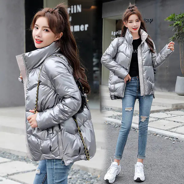 Women's Short Down Cotton Jacket - Trendy Winter Coat