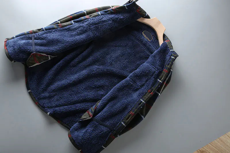 Thickened Warm Flannel Plaid Long Sleeve Shirt for Men