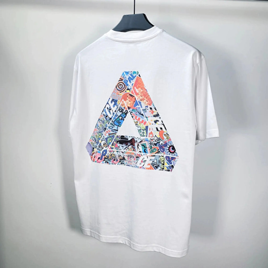 Funny Triangle Print Crew Neck Cotton T-shirt for Women