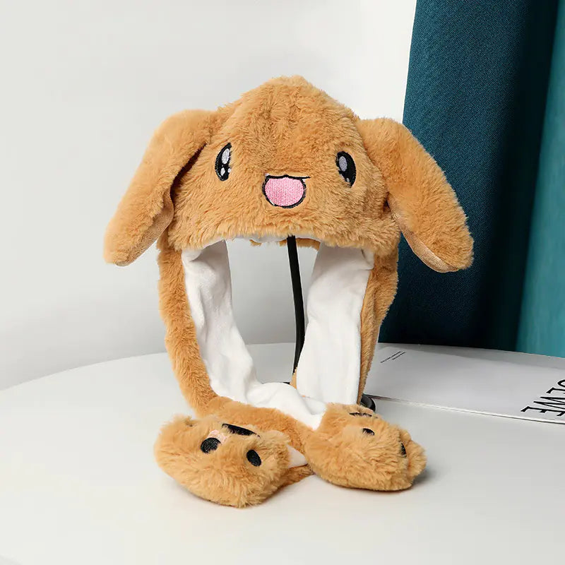 Warm Plush Hat with Moving Ears