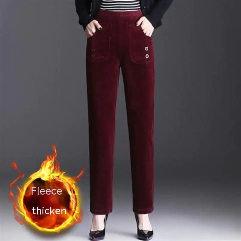 Women's High Waist Polyester Straight-Leg Pants
