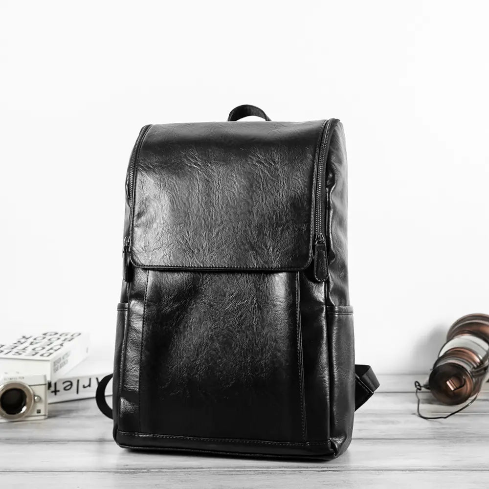 Korean Style Men's PU Backpack for Students and Travel