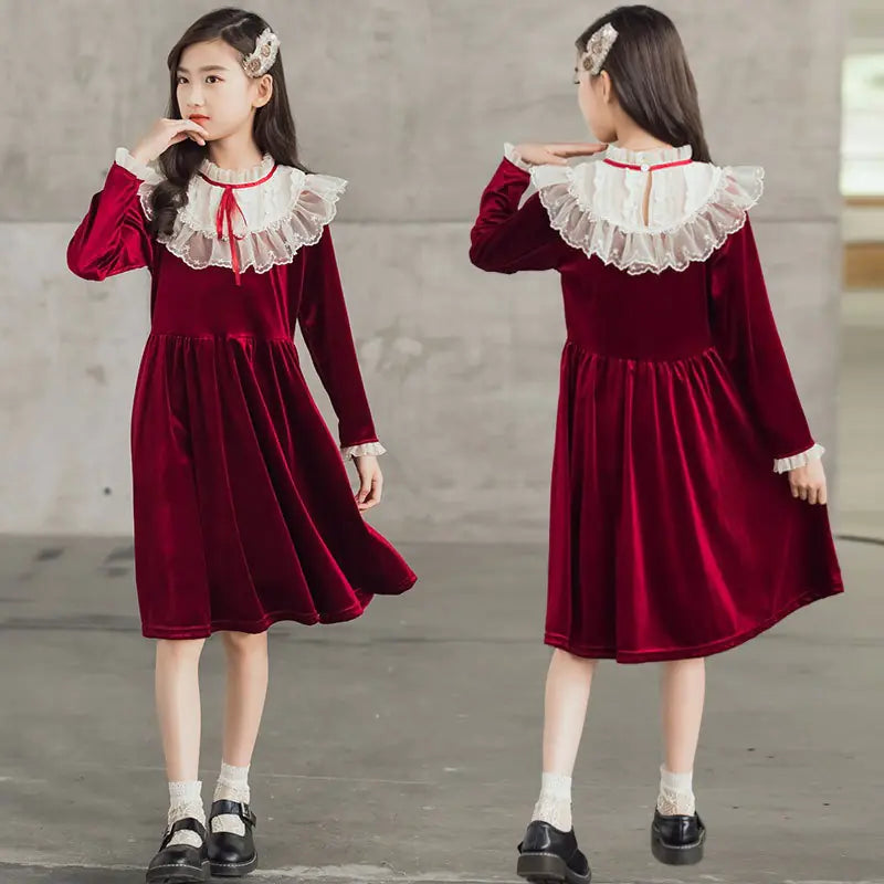 Girls Velvet Princess Dress