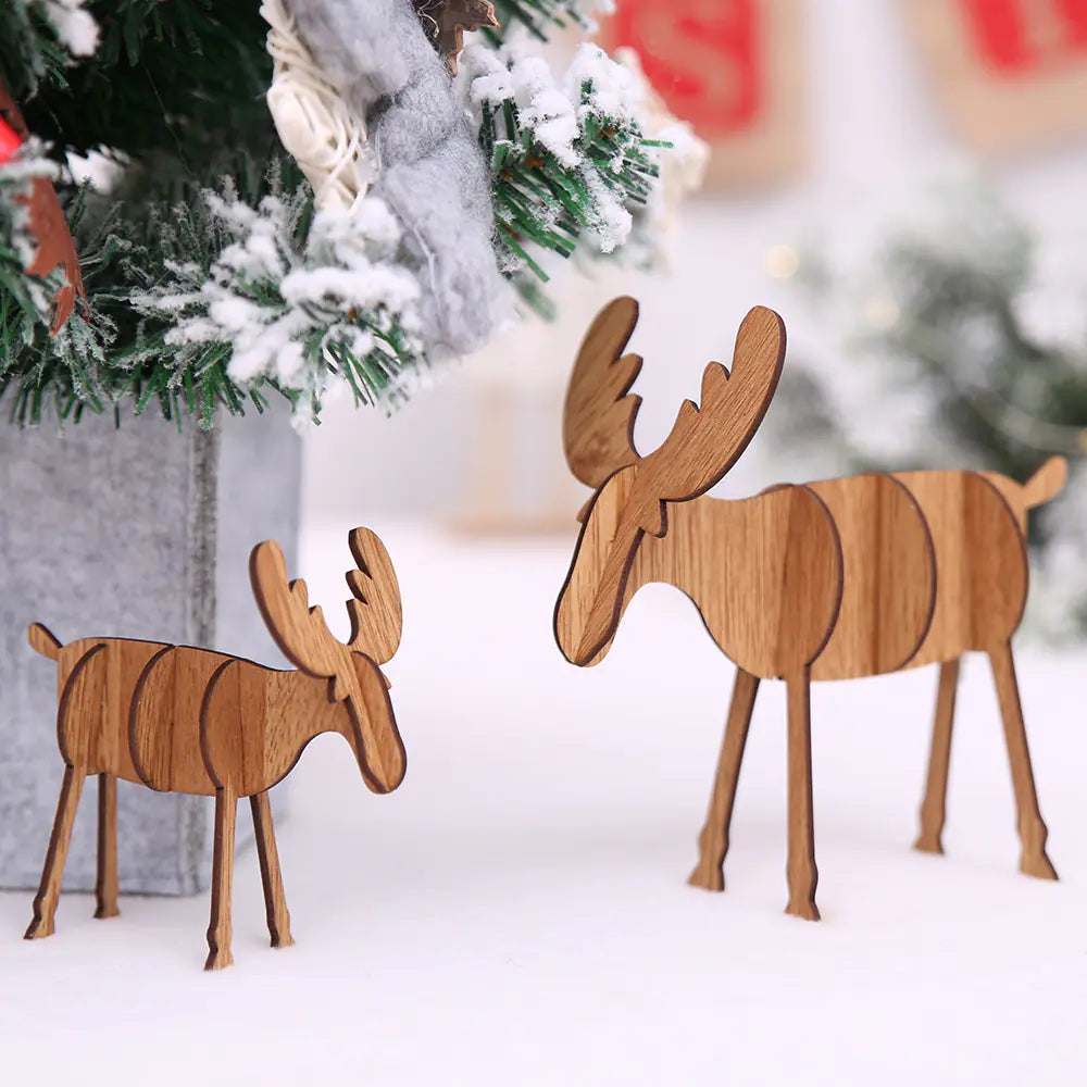 Wooden Christmas Reindeer Decor and Tree Ornament