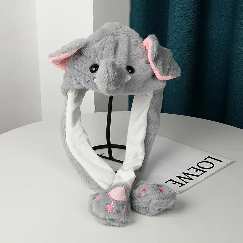 Warm Plush Hat with Moving Ears