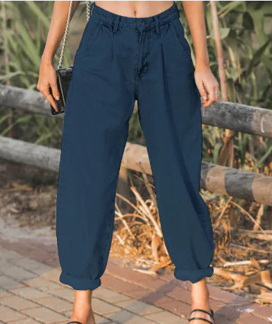 Loose High Waist Denim Trousers for Women