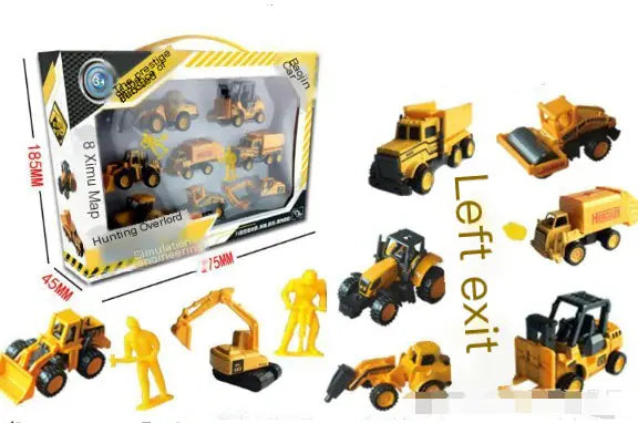 Alloy Engineering Vehicle Toy Set for Kids (8 Models)