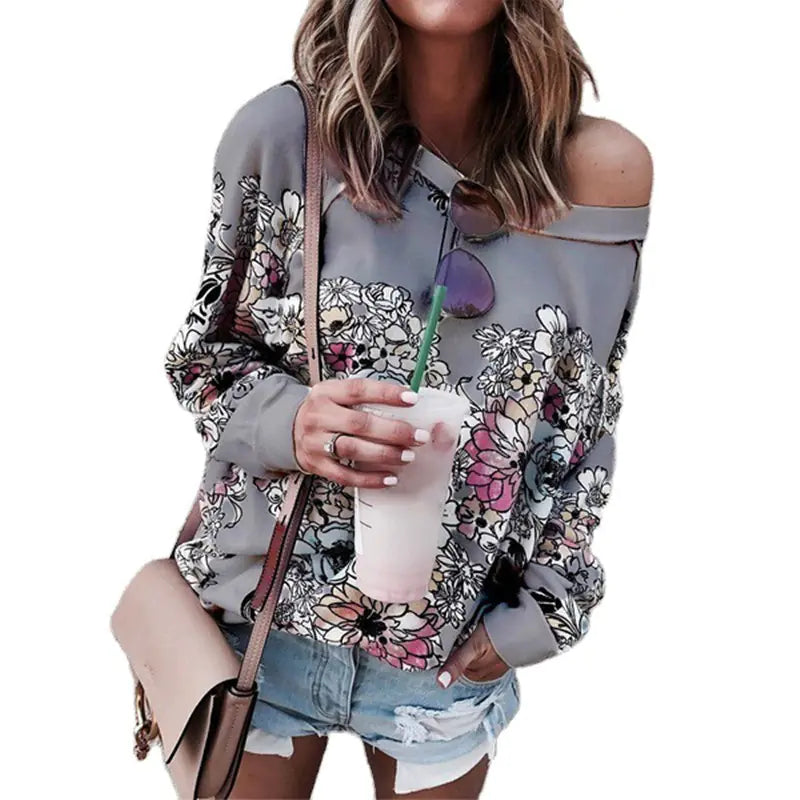 Women's Printed Long Sleeve Sweatshirt Jacket