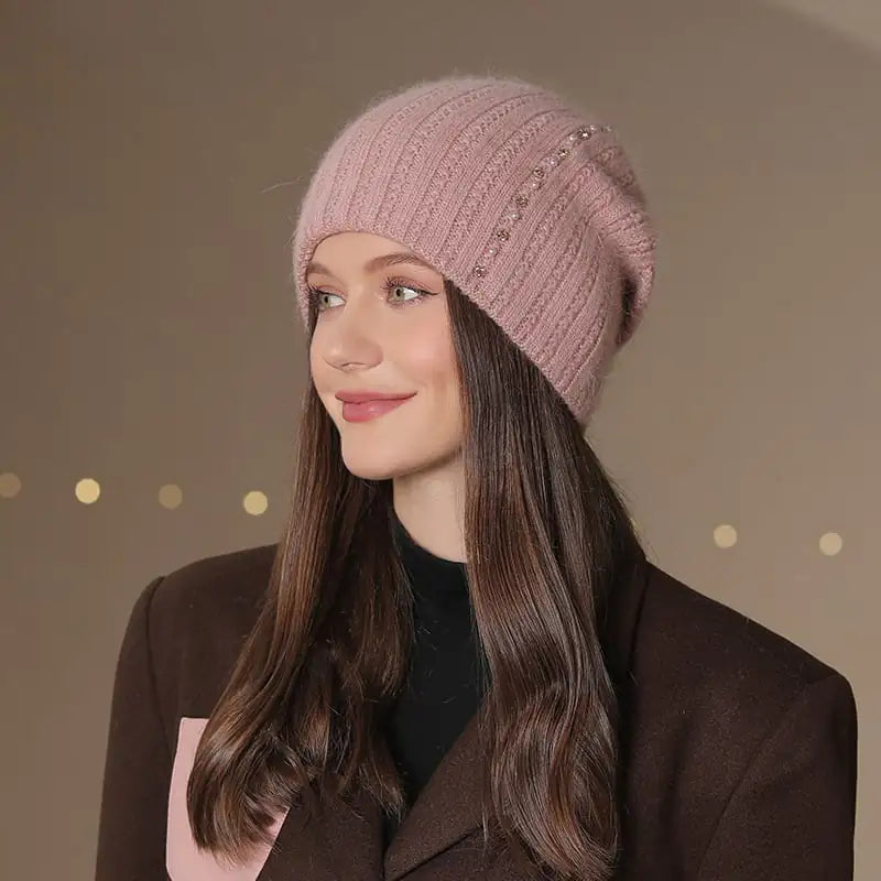 Fashionable Double-Layer Knitted Wool Warm Hat