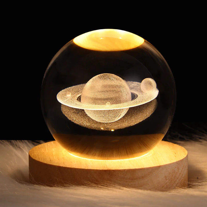 LED Galaxy Crystal Ball Night Light – 3D Planet & Moon Table Lamp for Bedroom, Kids, and Gifts