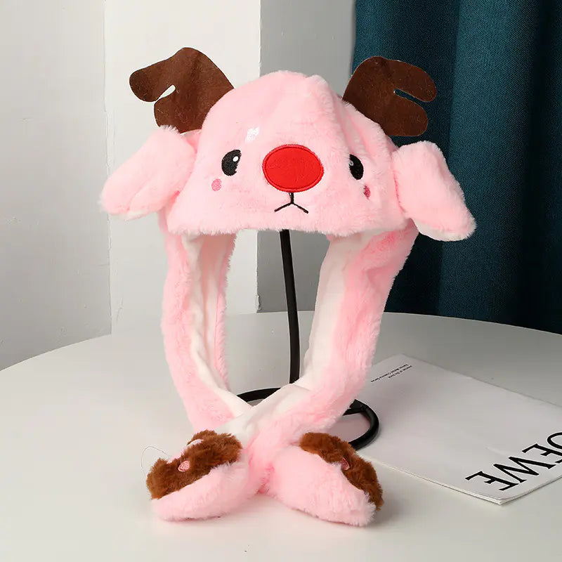 Warm Plush Hat with Moving Ears
