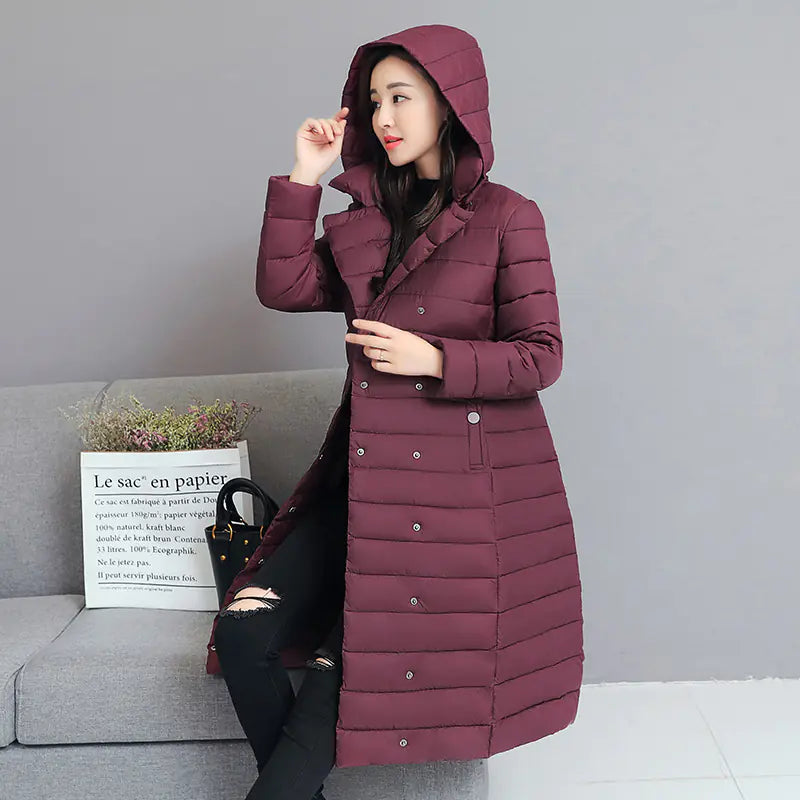 Mid-Length Women's Hooded Padded Down Coat