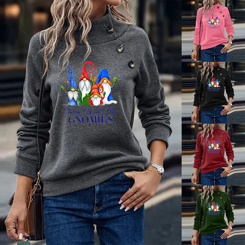 Women's Cartoon Round Neck Loose Long Sleeve Sweatshirt