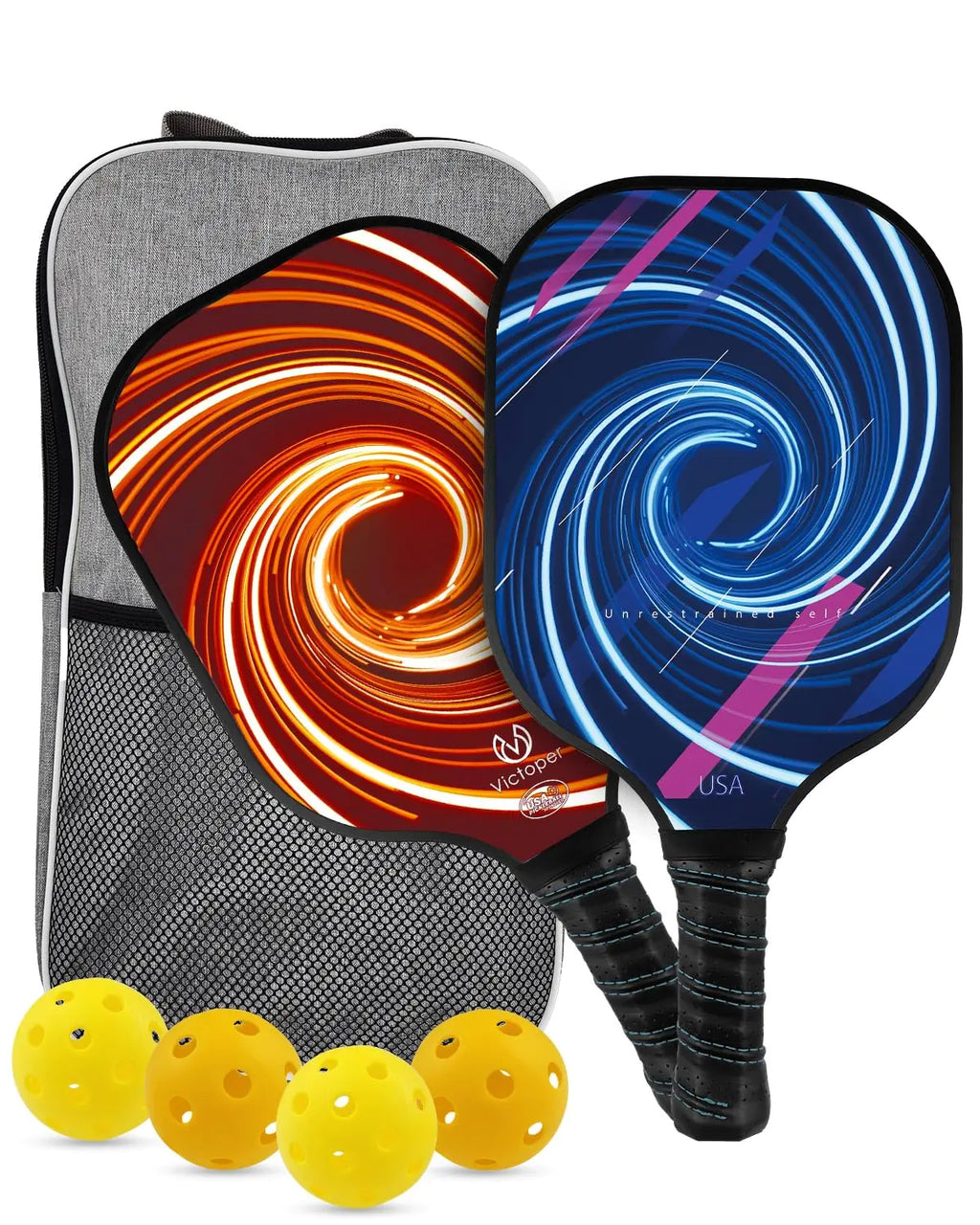 Victoper 2024 Best Pickleball Paddles USAPA Approved Pickleball Set Carbon Fiber Pickleball Paddle with Honeycomb Core Lightweight Fiberglass Surface Pickleball Paddles Set of 2 for Women&Men